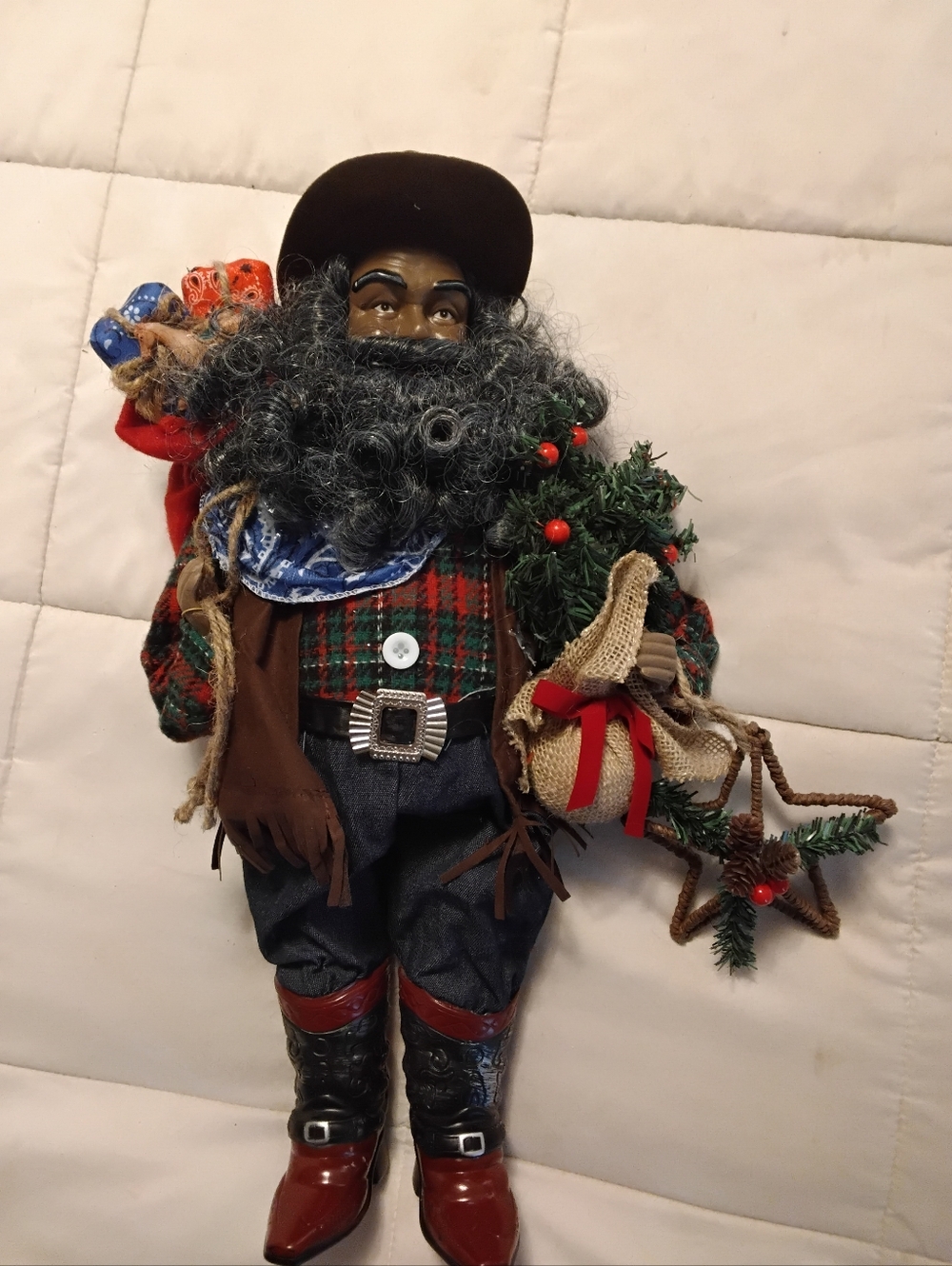 North Pole Trading Co. Black Cowboy Santa